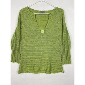 Per Una Women’s Large Green V-Neck Sweater Made In Italy